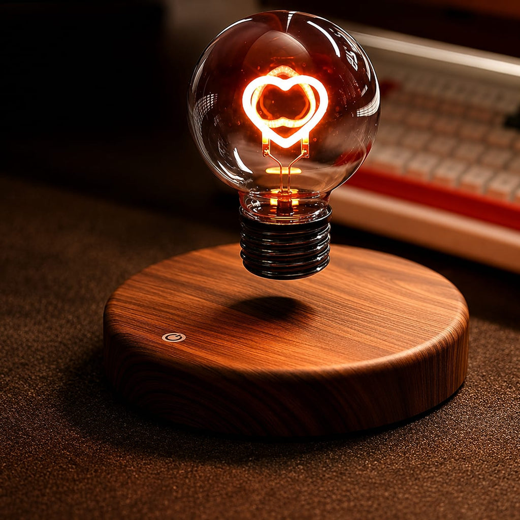 Magnetic Levitating Heart LED Bulb Lamp – Floating Desk Lamp for Home, Office & Bedroom Decor
