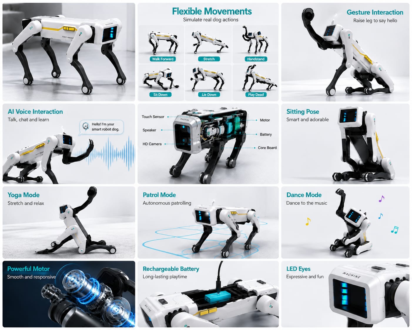 Smart AI Robot Dog Toy for Kids – Voice Control, Dancing, Yoga, Patrol & Interactive Learning