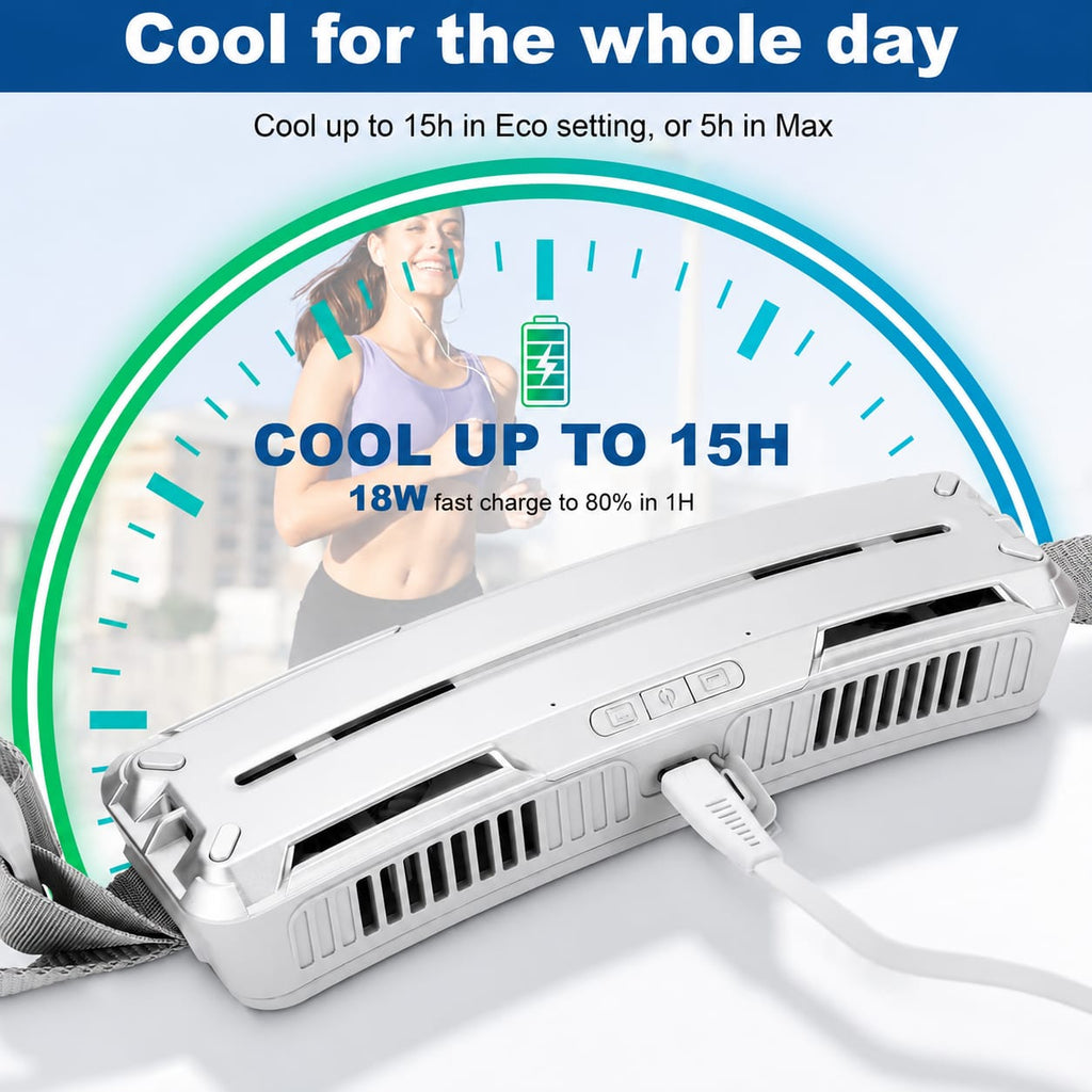 F79 Cooling Belt Fan – Rechargeable Wearable Waist Fan with 5 Turbo Fans, Portable Personal Cooling Fan for Outdoor Work, Running & Hiking