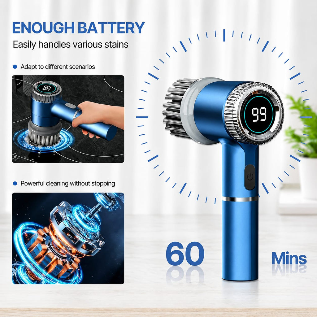 5-in-1 Electric Cleaning Brush | Cordless Rechargeable Spin Scrubber for Kitchen, Bathroom, Dishes, Sink & Tiles | Waterproof Power Cleaning Brush