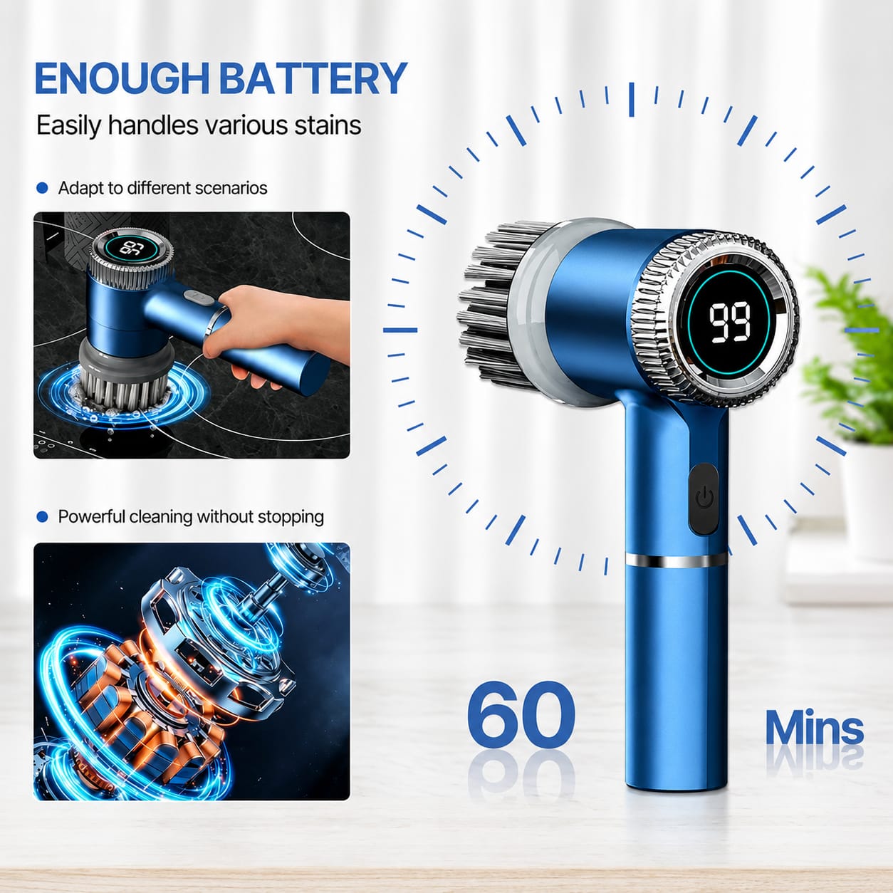 5-in-1 Electric Cleaning Brush | Cordless Rechargeable Spin Scrubber for Kitchen, Bathroom, Dishes, Sink & Tiles | Waterproof Power Cleaning Brush