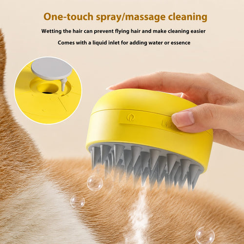 2-in-1 Electric Pet Spray Massage Brush | Steam Grooming & Deshedding Comb for Cats & Dogs | USB Rechargeable
