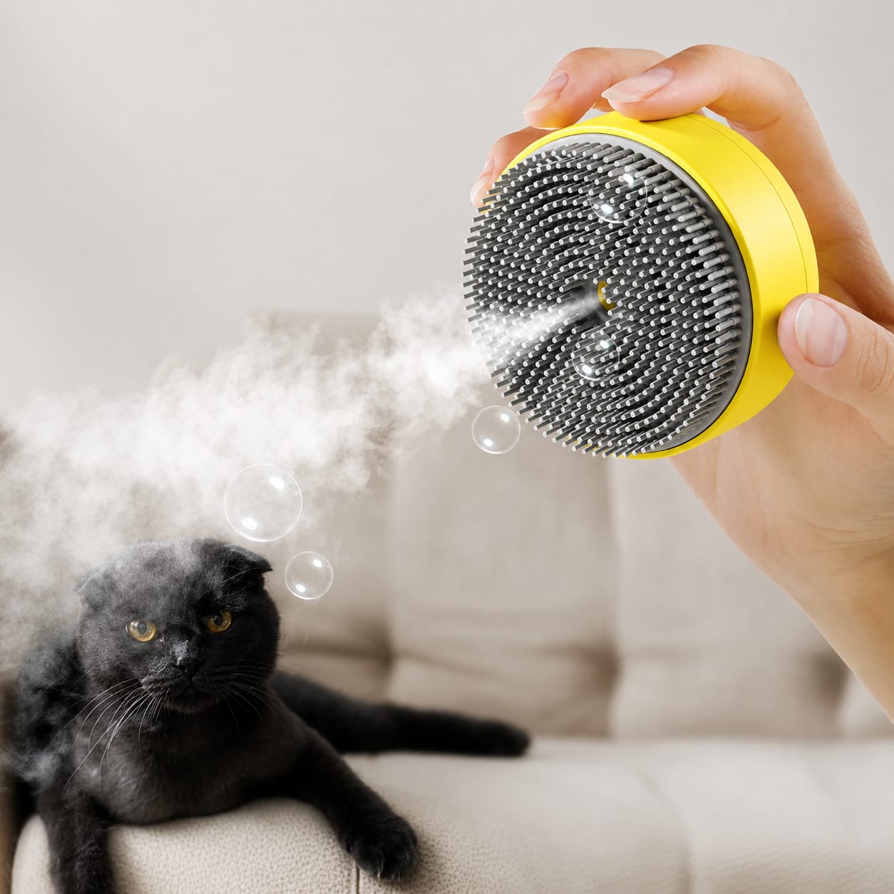 2-in-1 Electric Pet Spray Massage Brush | Steam Grooming & Deshedding Comb for Cats & Dogs | USB Rechargeable
