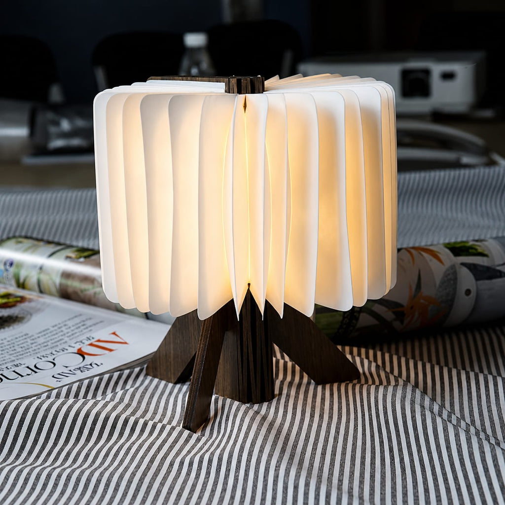 USB Rechargeable Wooden Folding Book Lamp | Portable LED Table Lamp | Modern Bedside Night Light for Bedroom, Office & Home Decor