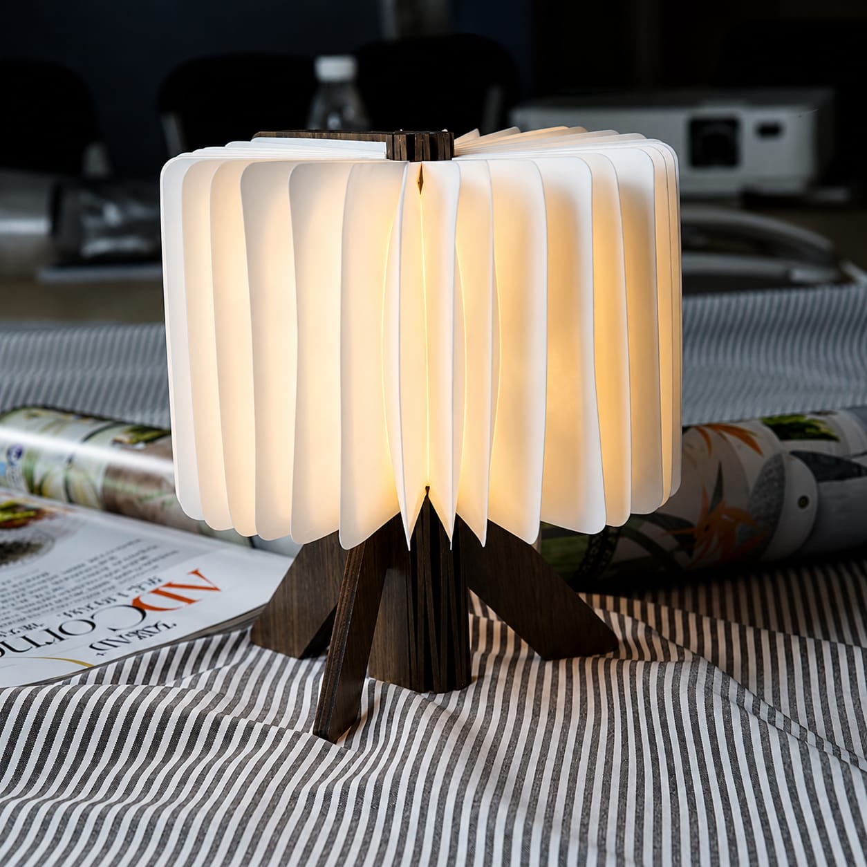 USB Rechargeable Wooden Folding Book Lamp | Portable LED Table Lamp | Modern Bedside Night Light for Bedroom, Office & Home Decor