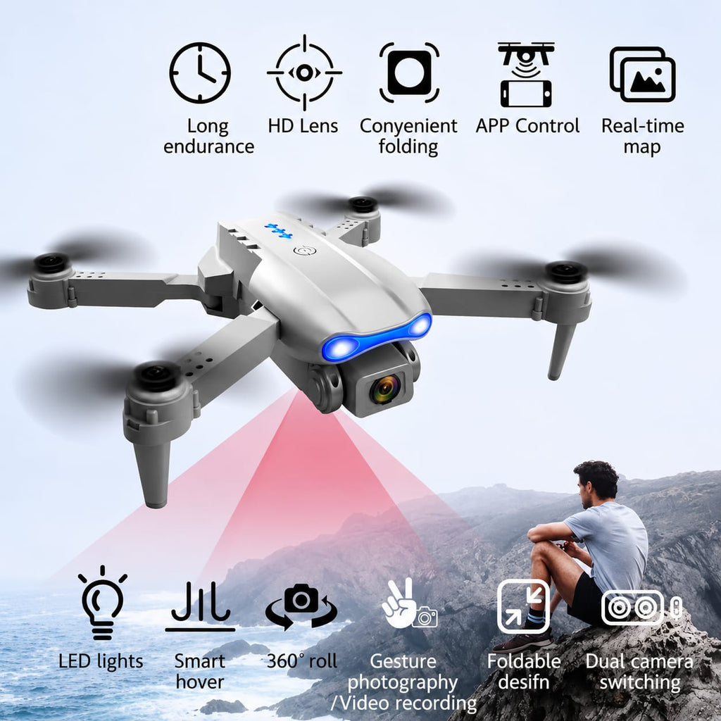 E99 Foldable HD Dual Camera Drone | WiFi FPV Live Video | Altitude Hold | One-Key Return | Headless Mode | RC Quadcopter for Beginners & Outdoor Fun