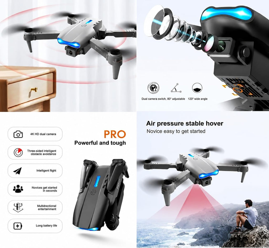 E99 Foldable HD Dual Camera Drone | WiFi FPV Live Video | Altitude Hold | One-Key Return | Headless Mode | RC Quadcopter for Beginners & Outdoor Fun