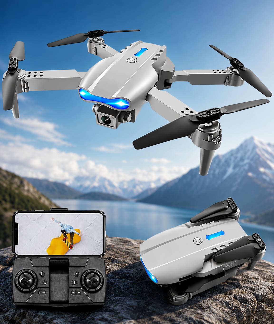 E99 Foldable HD Dual Camera Drone | WiFi FPV Live Video | Altitude Hold | One-Key Return | Headless Mode | RC Quadcopter for Beginners & Outdoor Fun