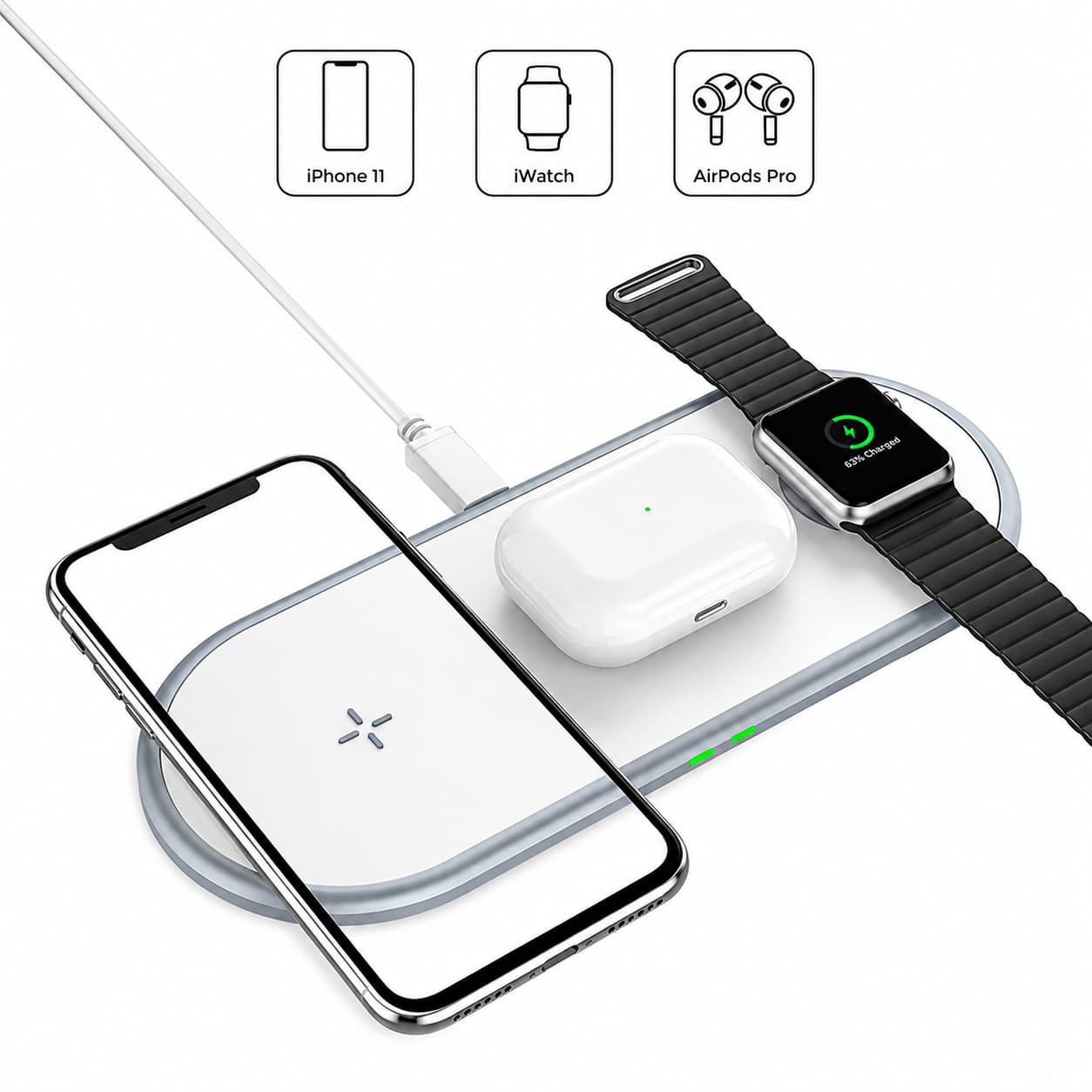 3-in-1 Foldable Wireless Charging Station | Fast Wireless Charger for iPhone, Apple Watch & AirPods | Portable Qi Charging Dock