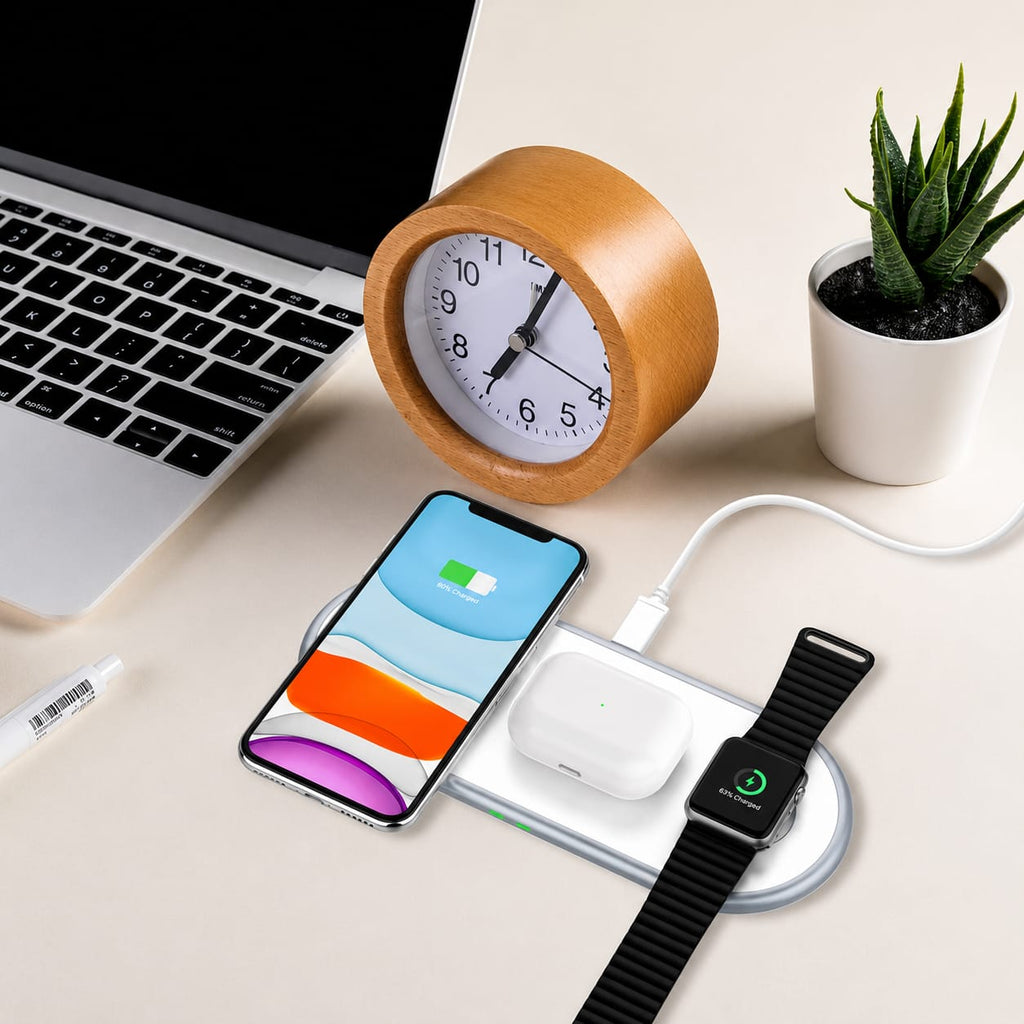 3-in-1 Foldable Wireless Charging Station | Fast Wireless Charger for iPhone, Apple Watch & AirPods | Portable Qi Charging Dock