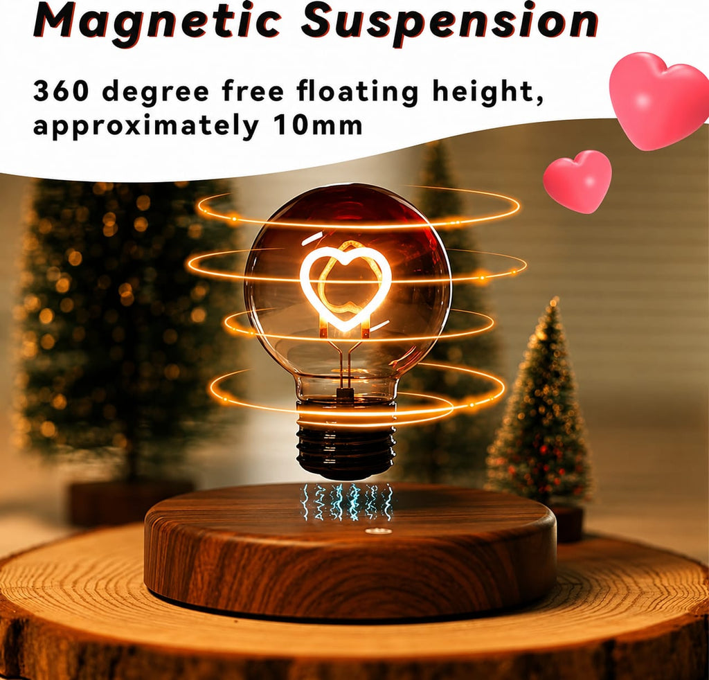Magnetic Levitating Heart LED Bulb Lamp – Floating Desk Lamp for Home, Office & Bedroom Decor