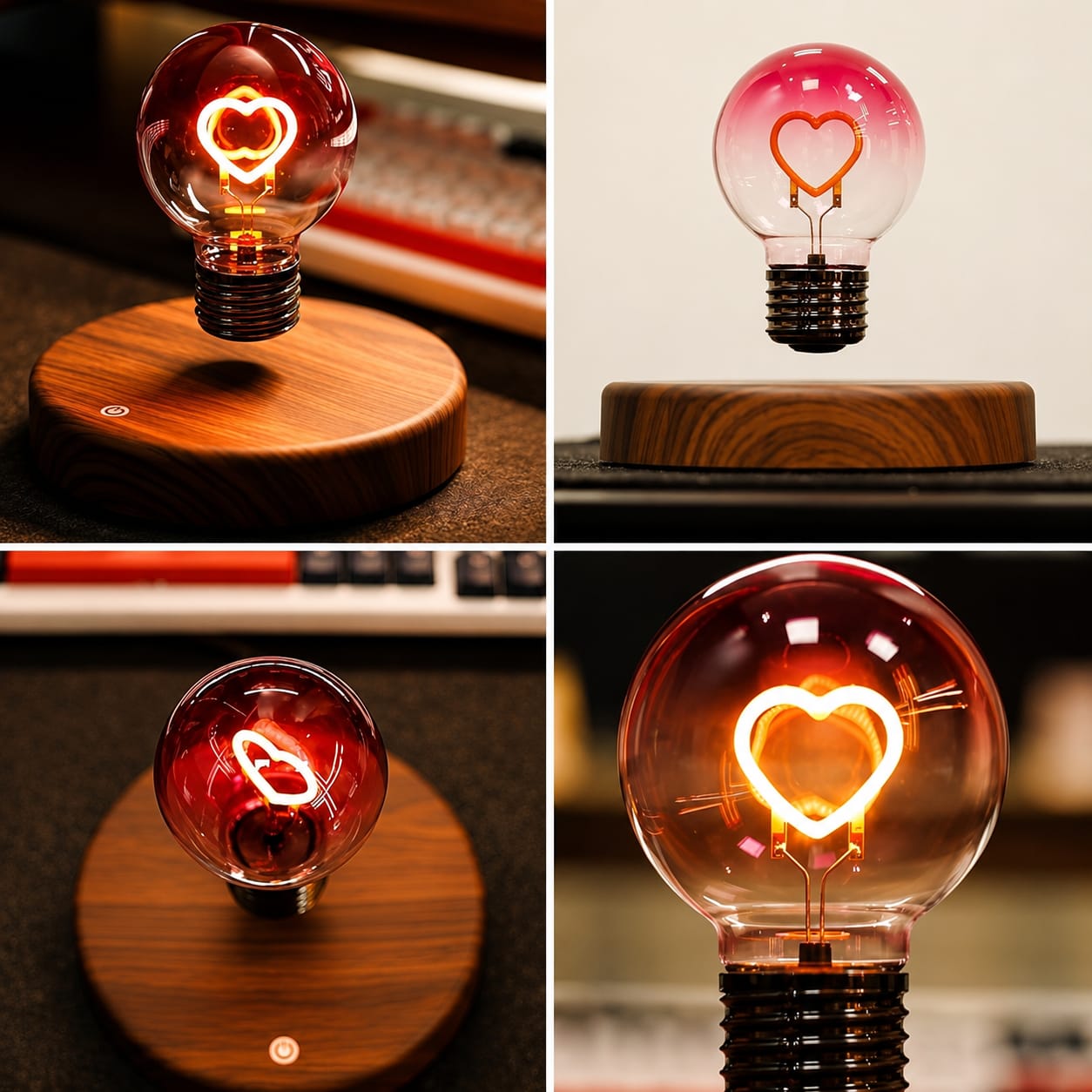 Magnetic Levitating Heart LED Bulb Lamp – Floating Desk Lamp for Home, Office & Bedroom Decor