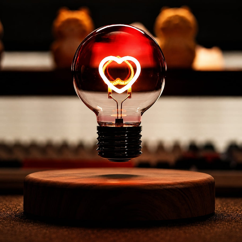 Magnetic Levitating Heart LED Bulb Lamp – Floating Desk Lamp for Home, Office & Bedroom Decor