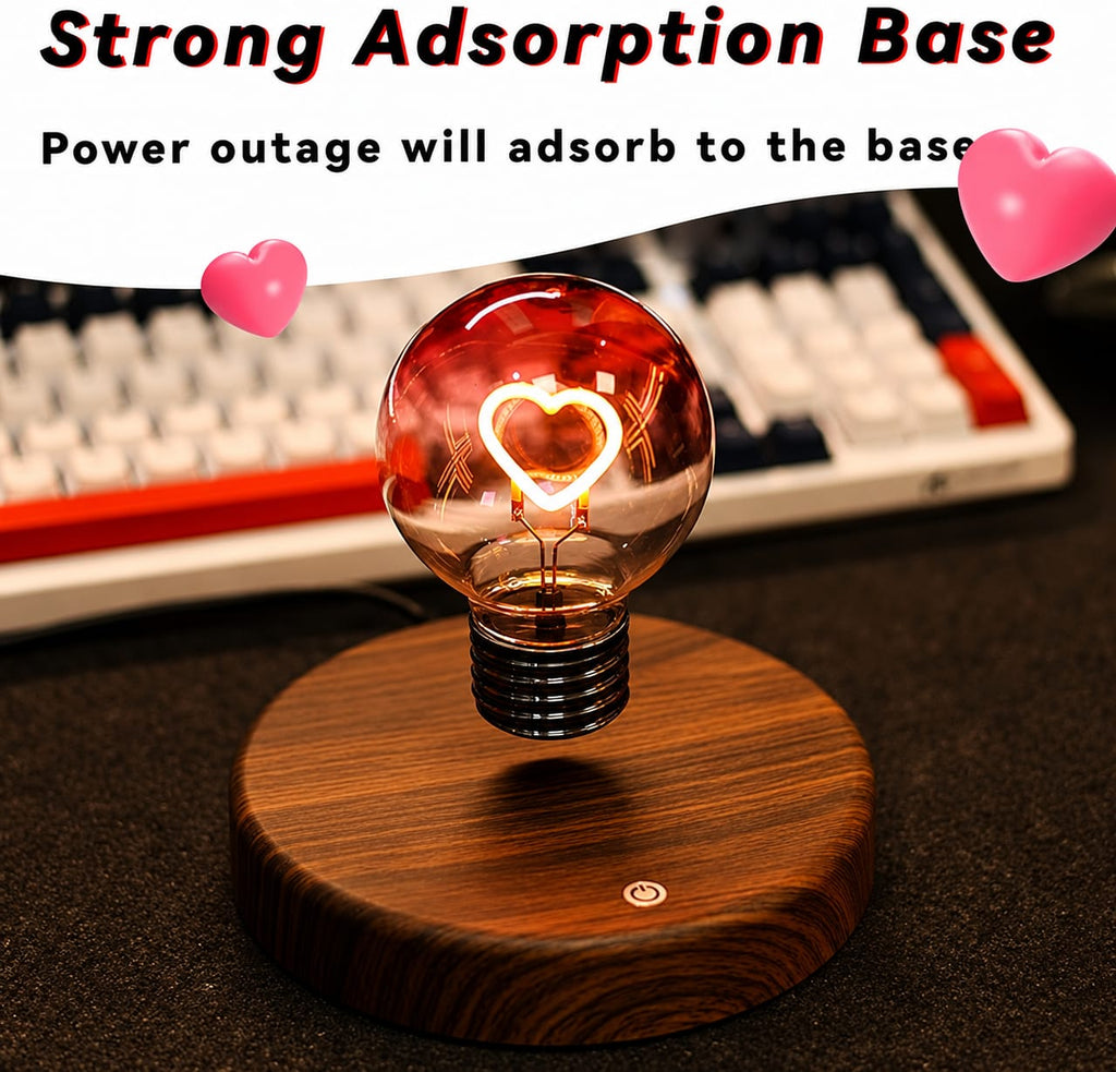 Magnetic Levitating Heart LED Bulb Lamp – Floating Desk Lamp for Home, Office & Bedroom Decor