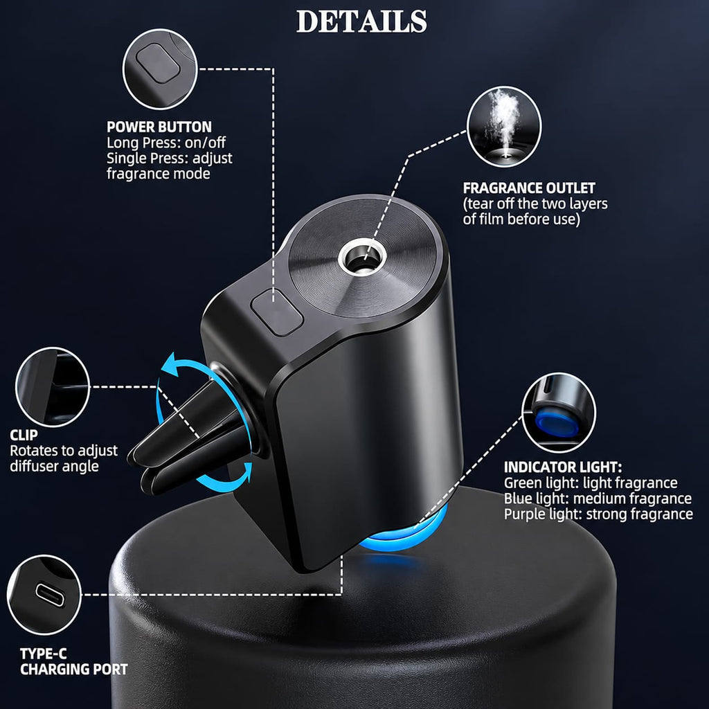 𝗦𝗺𝗮𝗿𝘁 𝗖𝗮𝗿 𝗔𝗿𝗼𝗺𝗮 𝗗𝗶𝗳𝗳𝘂𝘀𝗲𝗿 – 𝗥𝗲𝗰𝗵𝗮𝗿𝗴𝗲𝗮𝗯𝗹𝗲 𝗔𝗶𝗿 𝗙𝗿𝗲𝘀𝗵𝗲𝗻𝗲𝗿 & 𝗘𝘀𝘀𝗲𝗻𝘁𝗶𝗮𝗹 𝗢𝗶𝗹 𝗙𝗿𝗮𝗴𝗿𝗮𝗻𝗰𝗲 𝗗𝗶𝗳𝗳𝘂𝘀𝗲𝗿 𝘄𝗶𝘁𝗵 𝗔𝗱𝗷𝘂𝘀𝘁𝗮𝗯𝗹𝗲 𝗦𝗰𝗲𝗻𝘁 𝗠𝗼𝗱𝗲𝘀, 𝗟𝗘𝗗 𝗟𝗶𝗴𝗵𝘁 & 𝗧𝘆𝗽𝗲-𝗖 𝗖𝗵𝗮𝗿𝗴𝗶𝗻𝗴